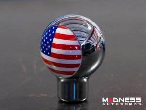 MINI Cooper Gear Shift Knob - Chrome w/ American Flag Design